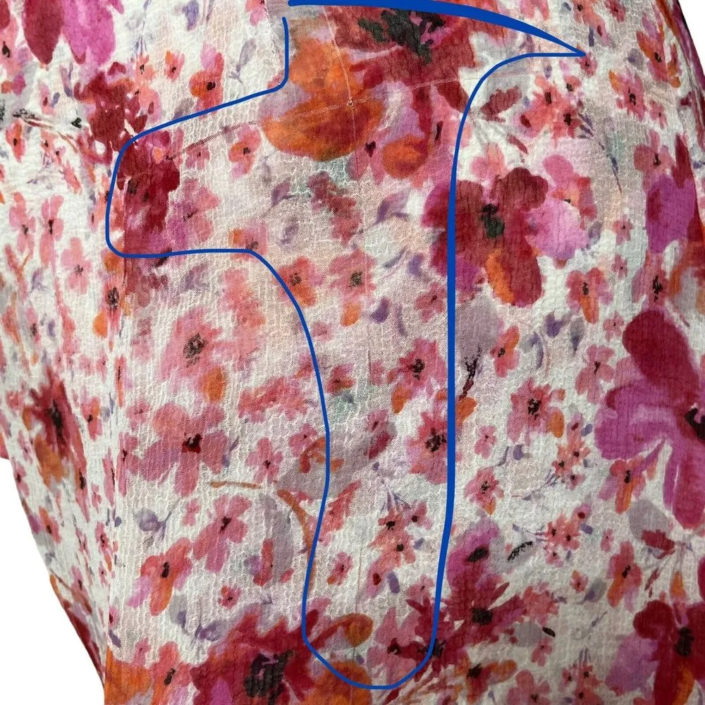 MISA Los Angeles MISA Themis Gardenia Floral Pink White Ruffle Tie Belt Wrap Midi Skirt Size S - Image 11