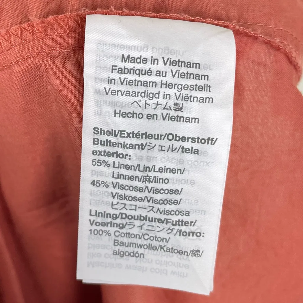 Madewell Button Slit Midi Skirt Size 16 Dahlia Coral Salmon Linen Blend L7890 - Image 8