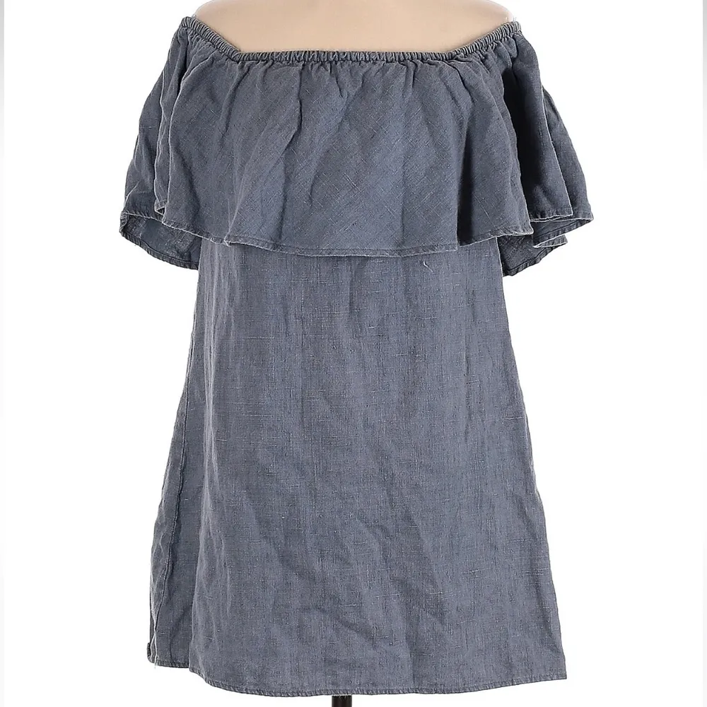 Reformation Smokey Denim Blue Gray Off The Shoulder Square Neck Dress Size XS - Image 2