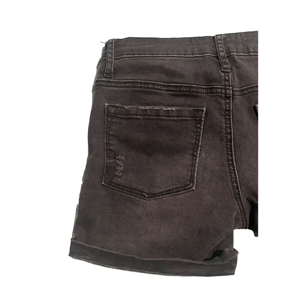 Rsq Jeans Denim Hampton MIDI Cuff Shorts Women's Size 1 Black Short Distressed - Image 7