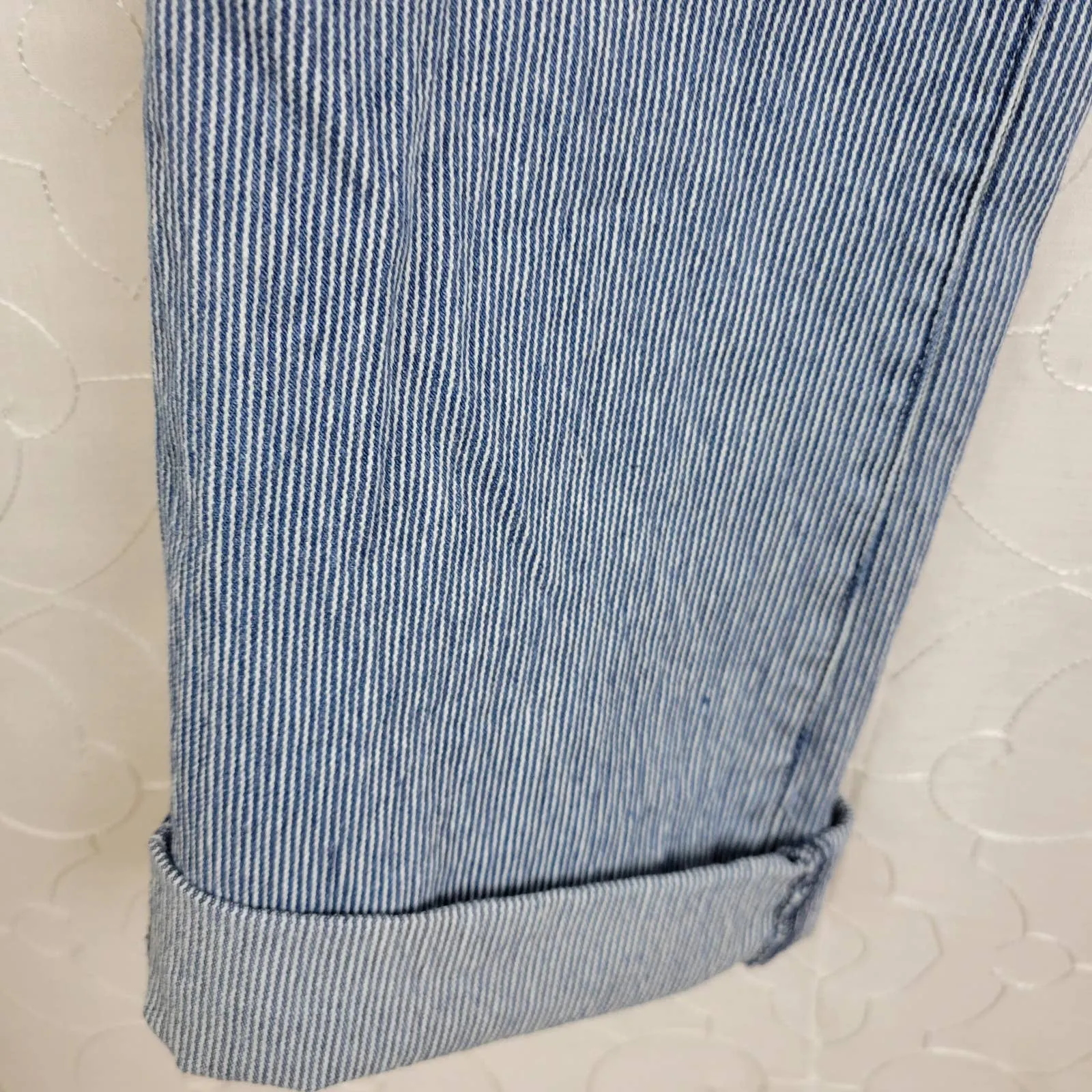 Diane Gilman Womens Jeans Size 8 Blue Denim Striped Cuffed Hem - Image 4