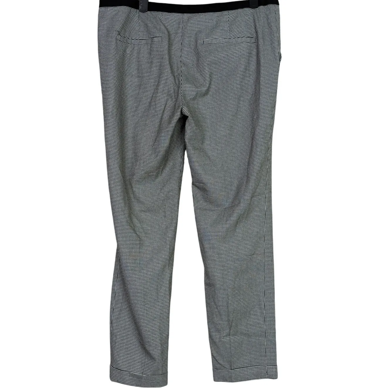 Zara Gingham Straight Leg Crop Slim Pant Ankle Fold Detail Pocket M Black White - Image 11