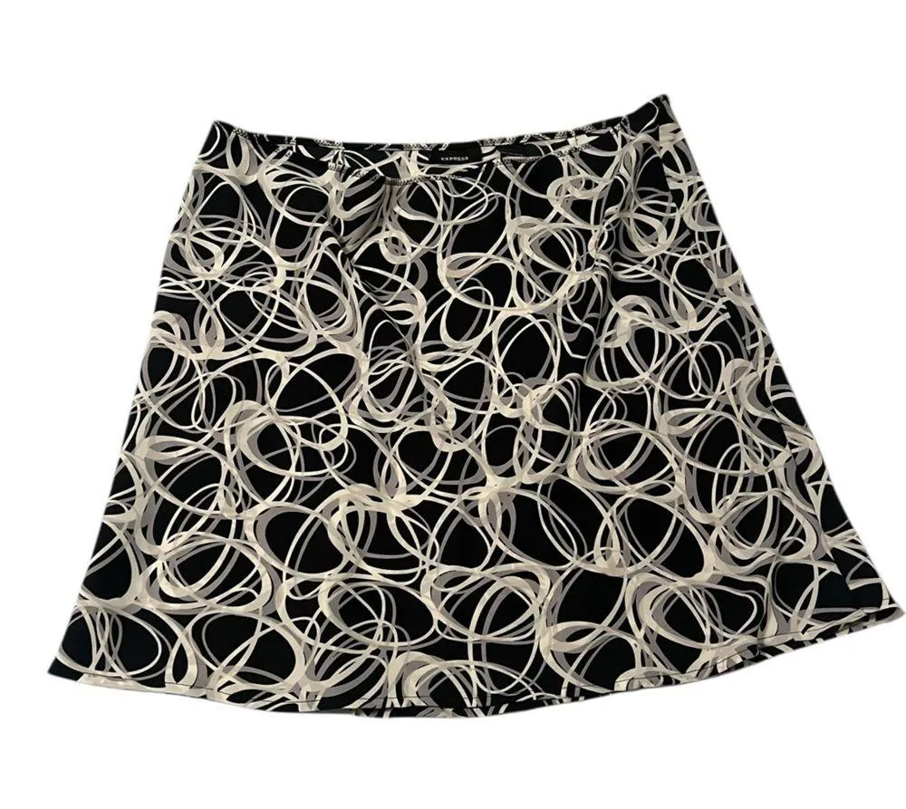 Express Black and Cream A-Line Mini Skirt - Image 3