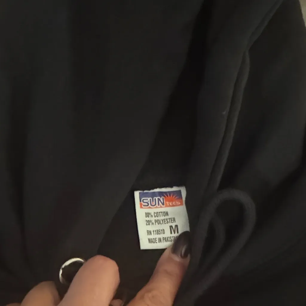 Black Hoodie with Glitter Panda Design Size M - Image 5