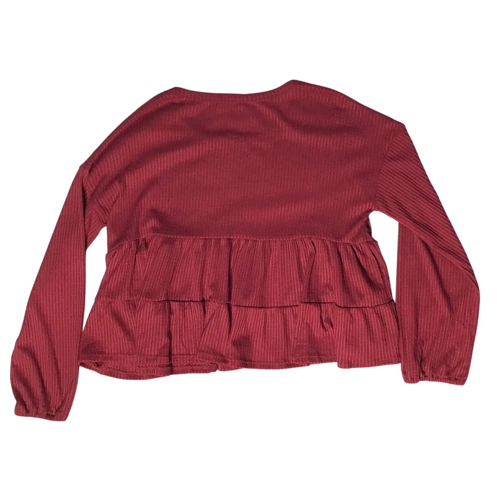 Live To Be Spoiled Women's Top 3XL Waffle Knit Cropped Long Sleeves Babydoll New Size XXL - Image 2