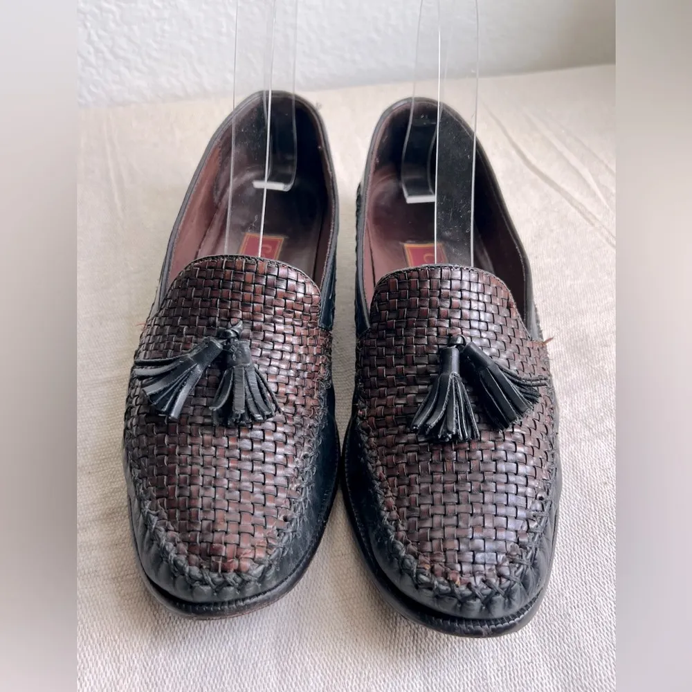 90’s Cole Haan Country Basketweave Leather Tassel Loafers - Image 2