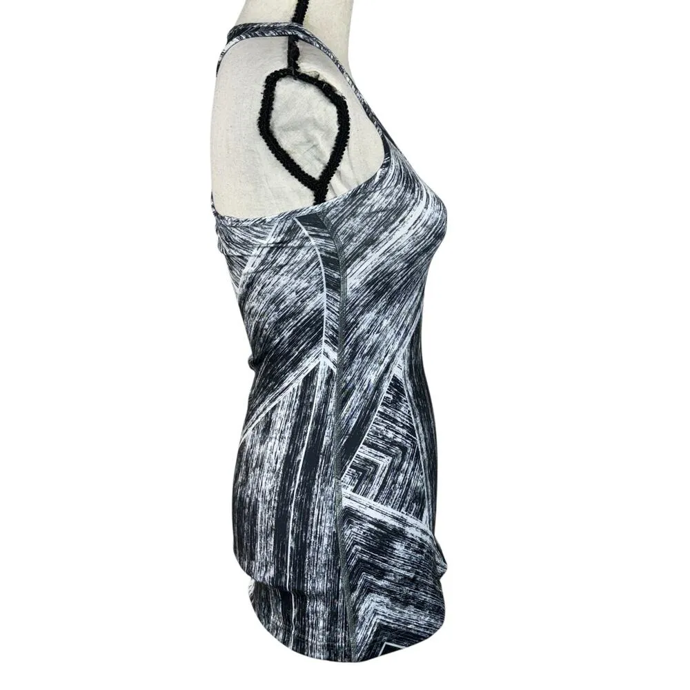 Lululemon SZ 4 Tank Top Racerback Abstract Stretch Scoop Neck Black Multi - Image 5