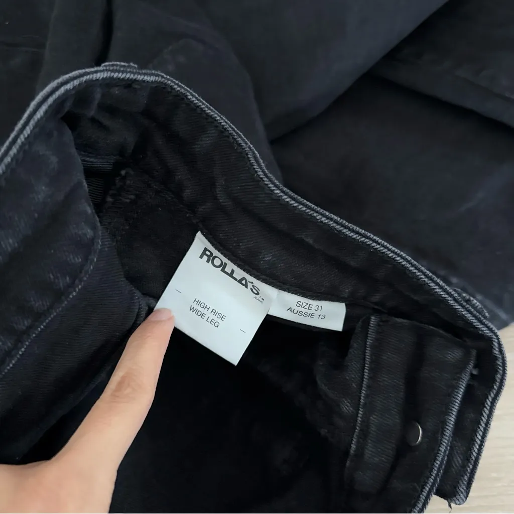 Rolla’s 31 High Rise Wide Leg Jeans Black - Image 7