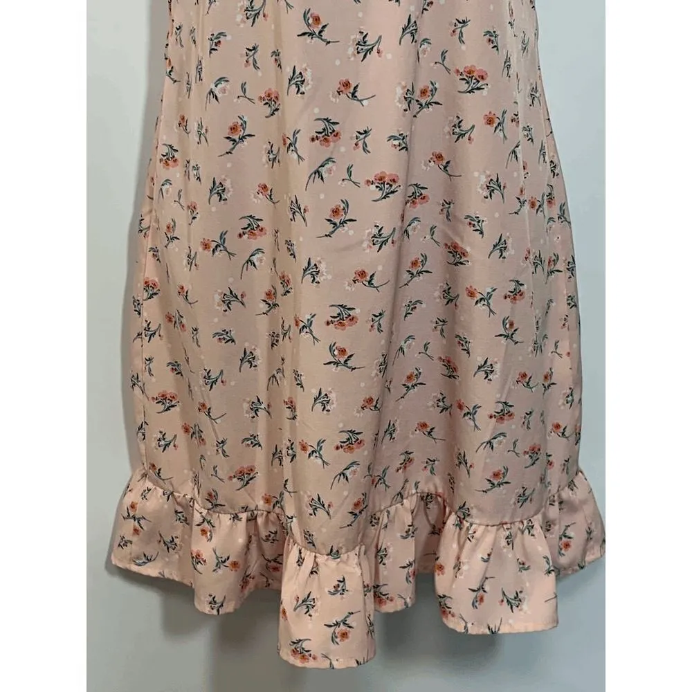 Shien Womens Midi Dress Adjustable Straps Tie Bow Floral Pink Medium - Image 2