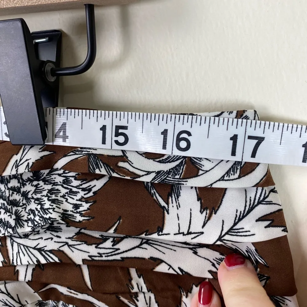 NEW Express Asymmetrical Tiered Tropical Floral Print Mini Skirt | BROWN | Sz 14 - Image 12