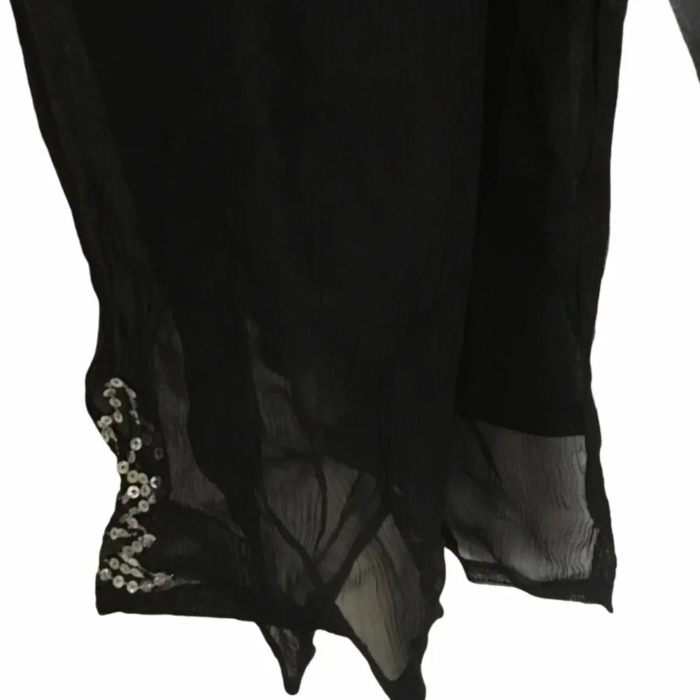 new Chaudry ❃ Sequin Deep Plunging Caftan Top ❃ Swim Cover ❃ Black Silver ❃ Larg Size L - Image 5