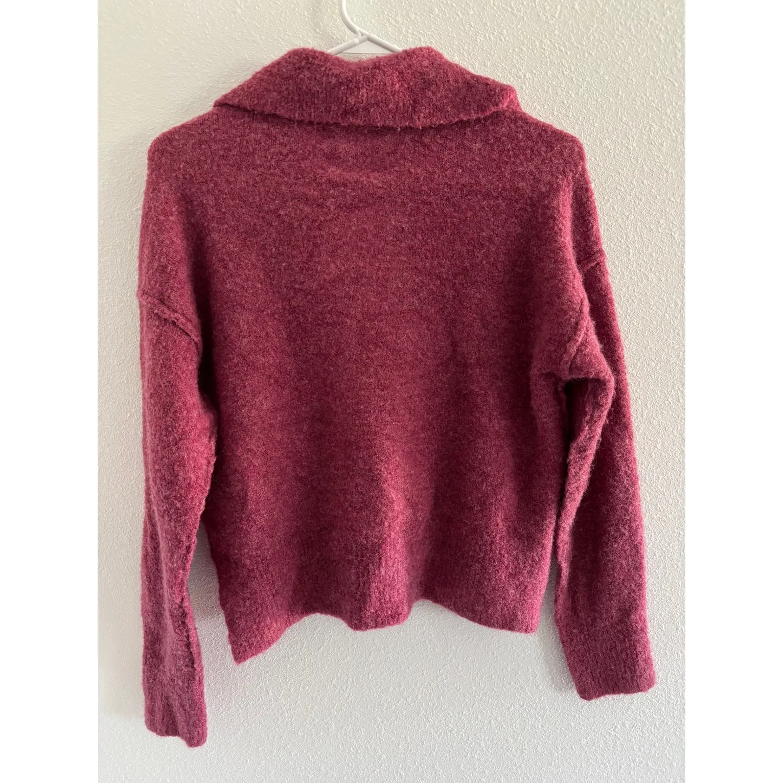 Abercrombie & Fitch Sweater Womens XS Wine Cropped Cable Knit Chunky - Image 2