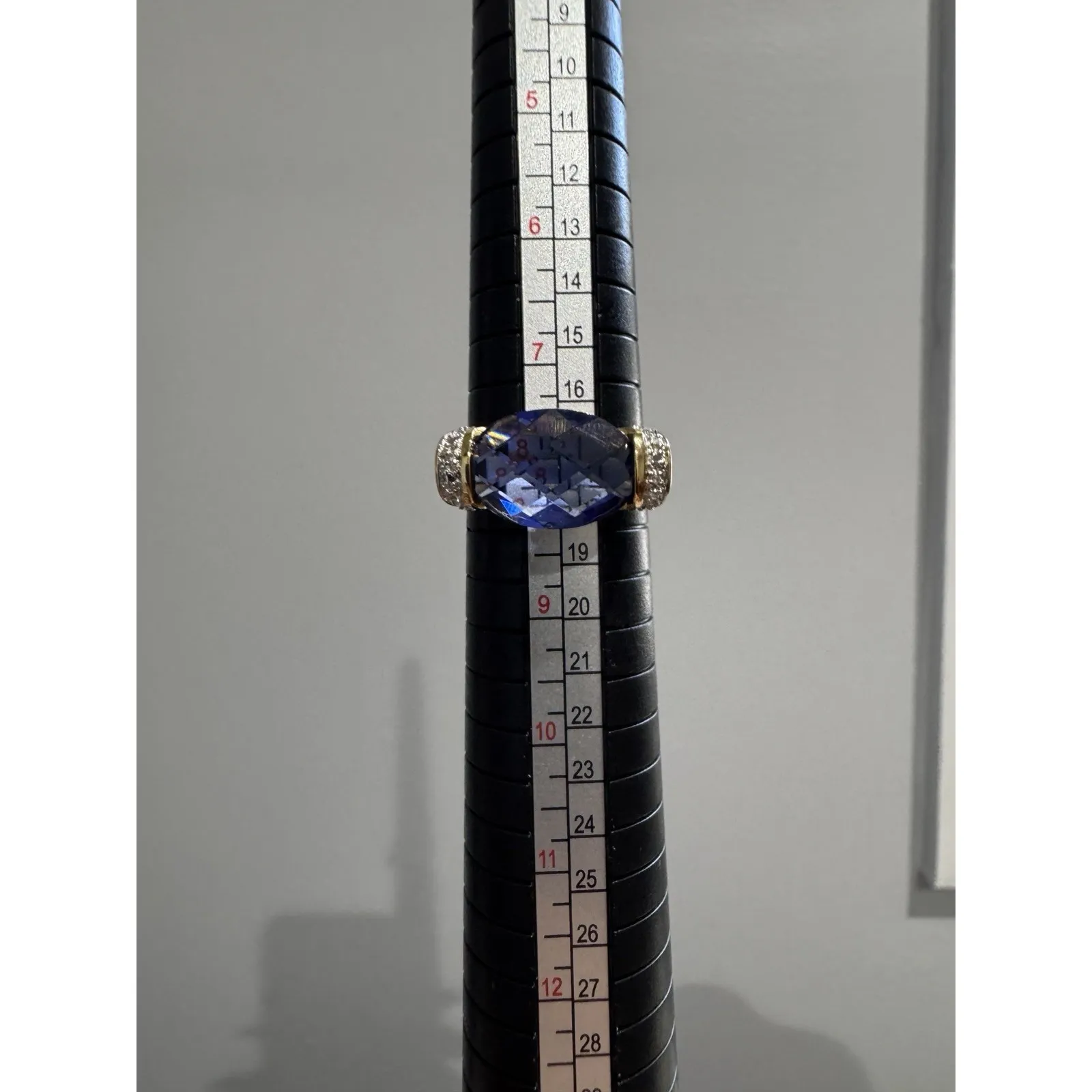 BLUE CRYSTAL ADORNED VINTAGE ESTATE 925 STERLING SILVER WOMEN'S‎ RINGS SIZE 8 - Image 4