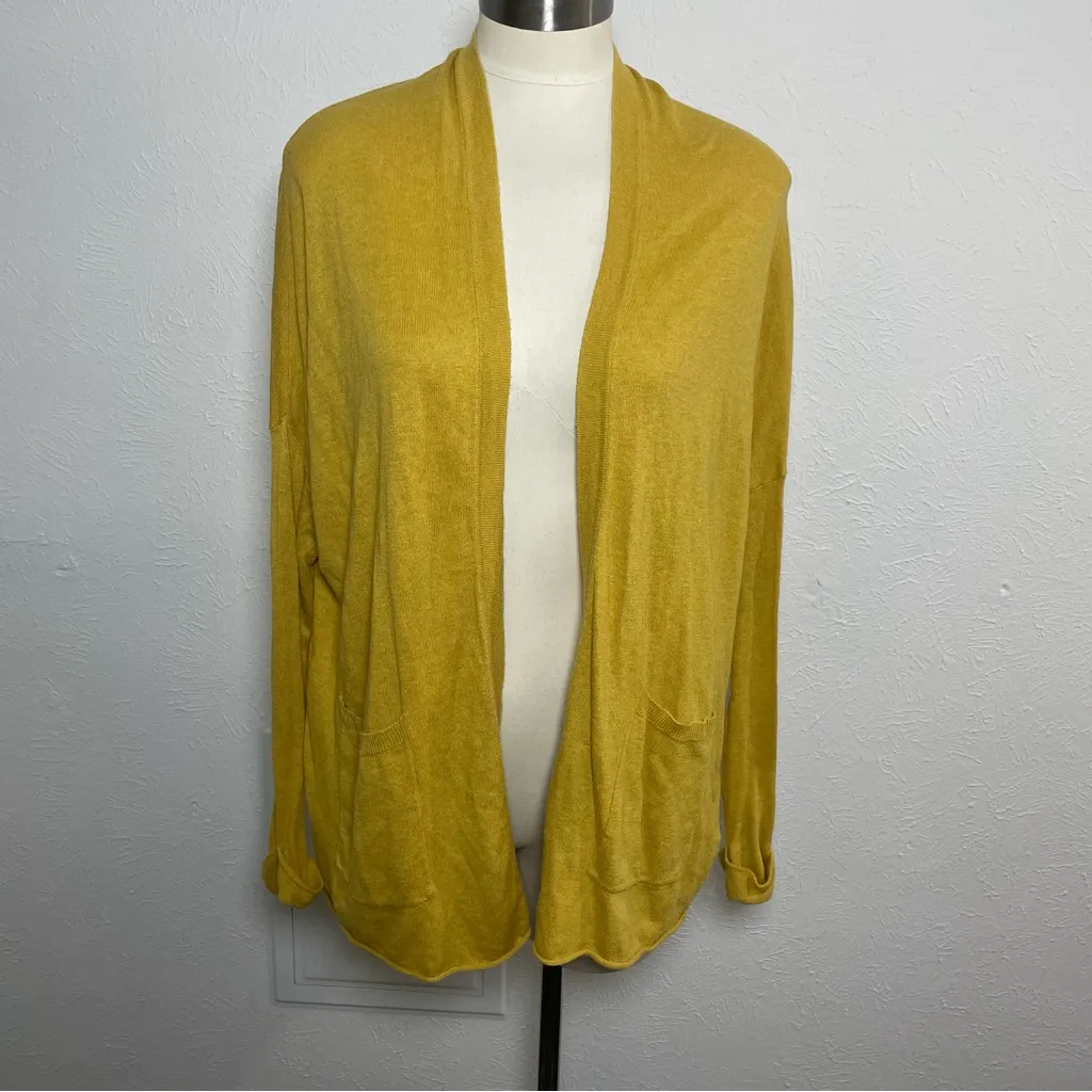 Billabong Mustard Yellow Open Front Cardigan Sweater | Size‎ Small - Image 3