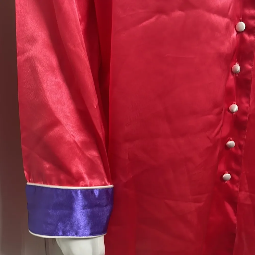 VTG Victoria's Secret Gold Label Cherry Red Satin Nightshirt - Image 3