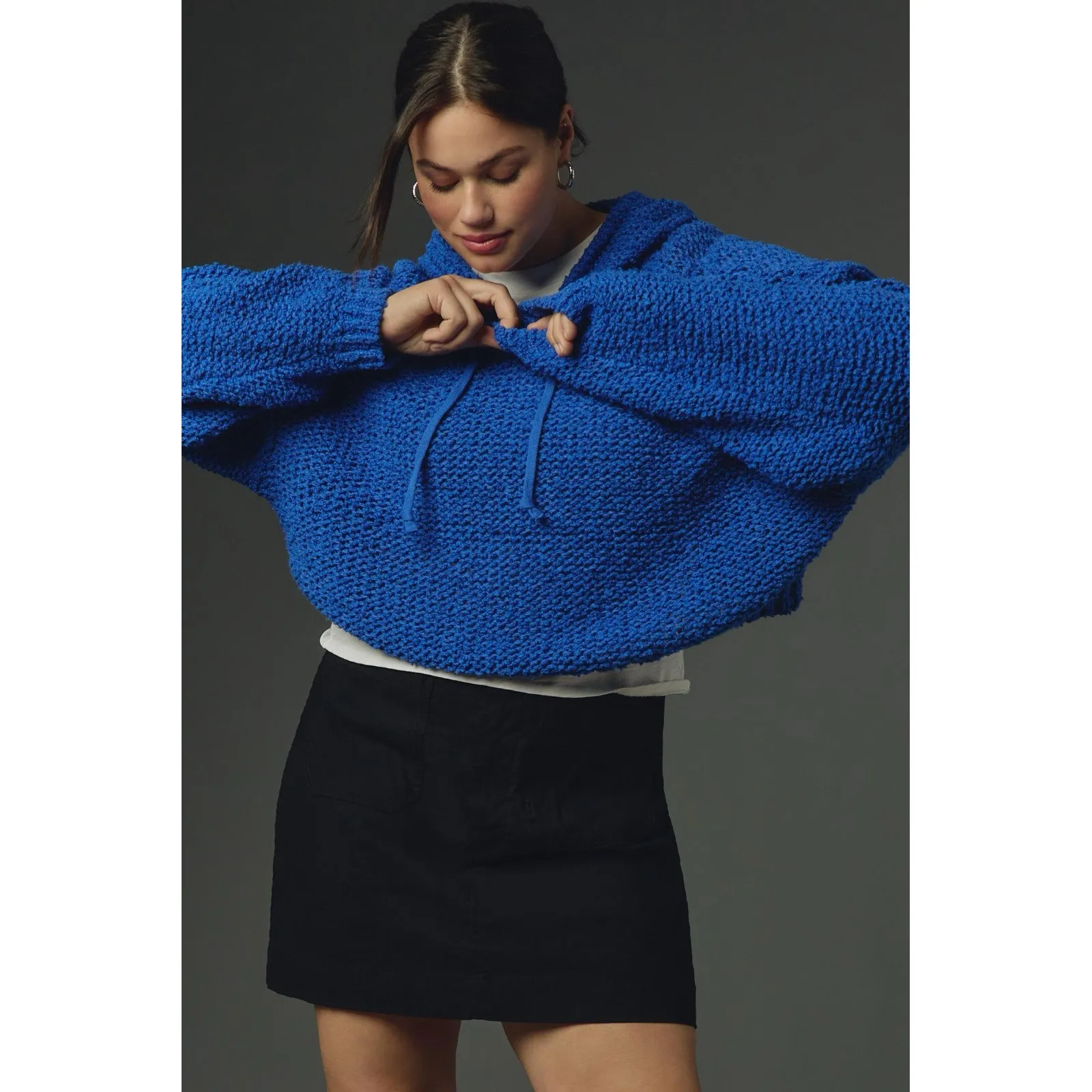 Anthropologie Pilcro Women's NWT Sailcloth Hooded Sweater Blue Oversized Sz S - Image 5