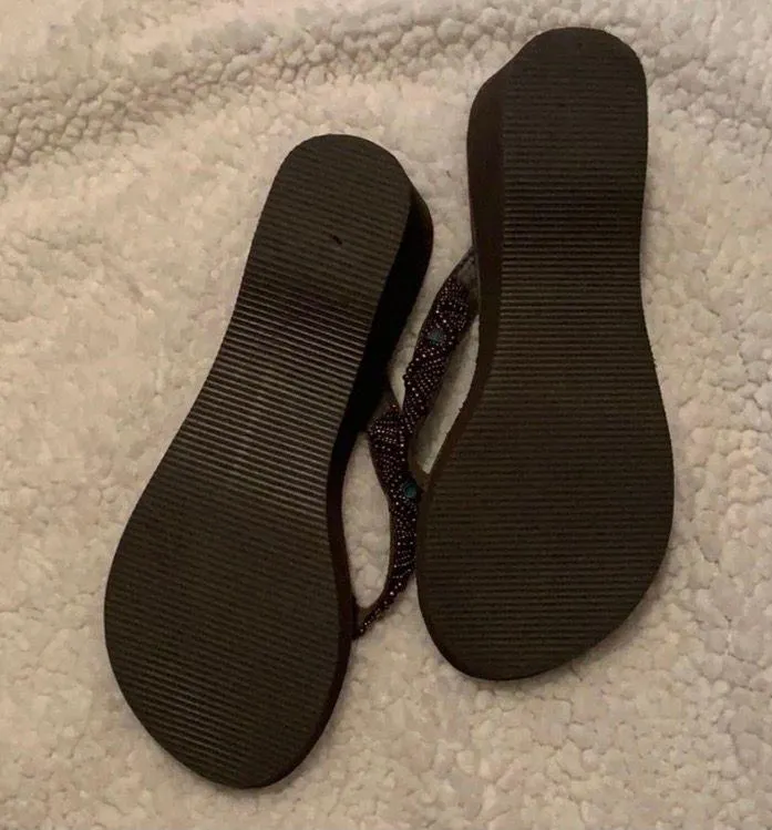 Brown Wedge Sandals Size 9 - Image 2
