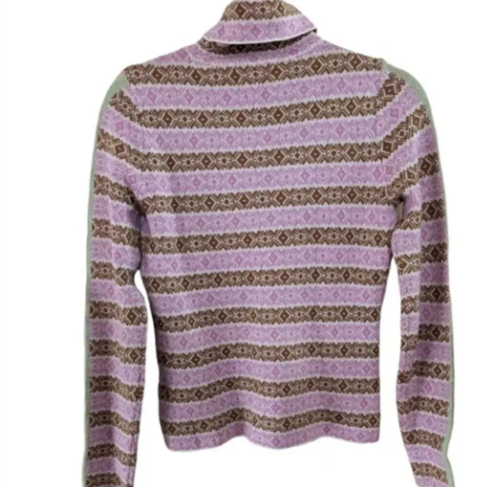 ANTHROLOGIE Maeve Ski Slope Fair Isle Turtleneck Sweater XSmall - Image 4