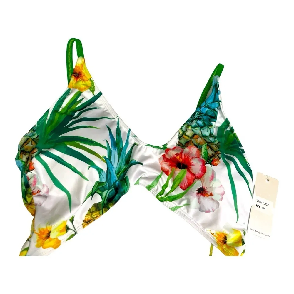 Beach Joy one piece swim suit with cut outs size M. Tropical, pineapple, floral - Image 8