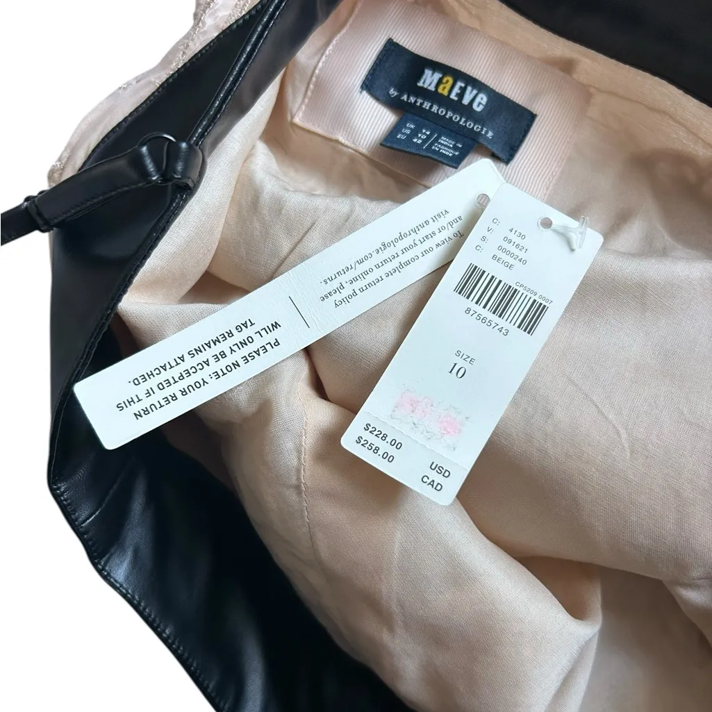 Anthropologie Square Neck Lace Mini Dress Black and Cream NWT Size 10 - Image 8