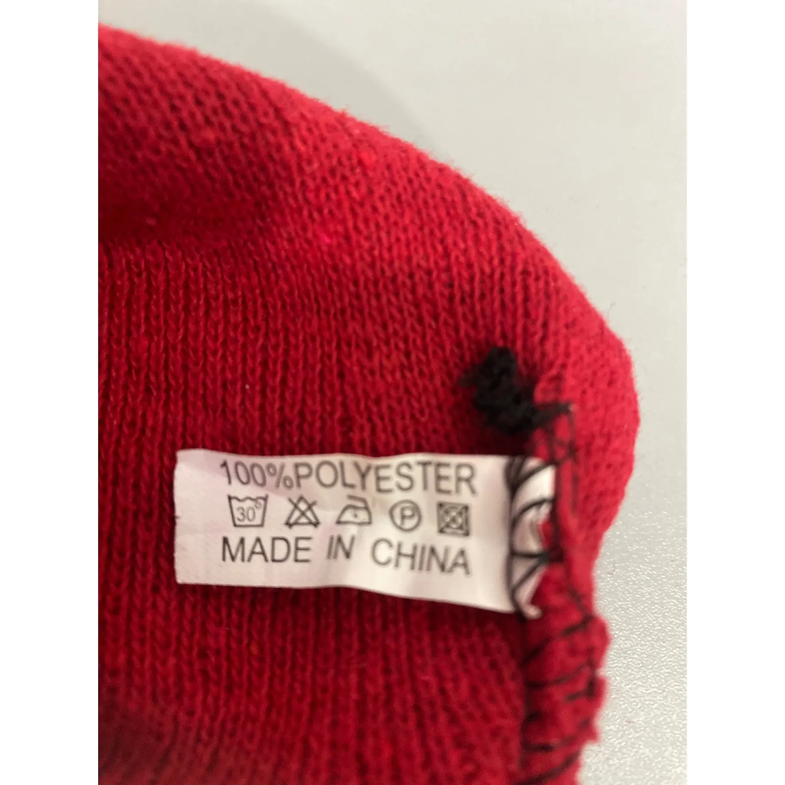 Red Knit Beanie Hat with INDIANA Embroidery - Image 4