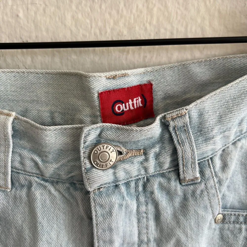 OUTFIT Vintage Y2K 2000s High Waist Denim Light Blue Jean Shorts Womens 40-S - Image 3