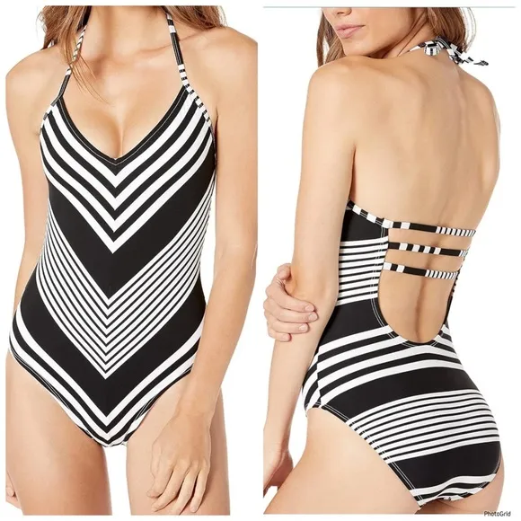 La Blanca Mitered Mio Suit Black and White Stripe - Image 2