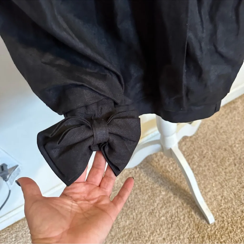 Albert Nipon Vintage Black Linen Sheath Dress Cap Sleeve Size 12P - Image 2