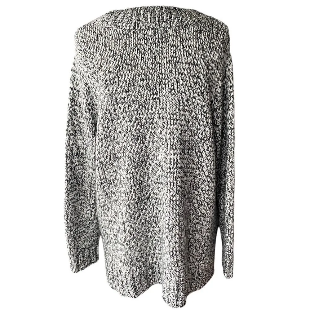 CHAPS Black & White Chunky V-Neck Metallic Pullover Sweater ~ Plus Size 2X - Image 3