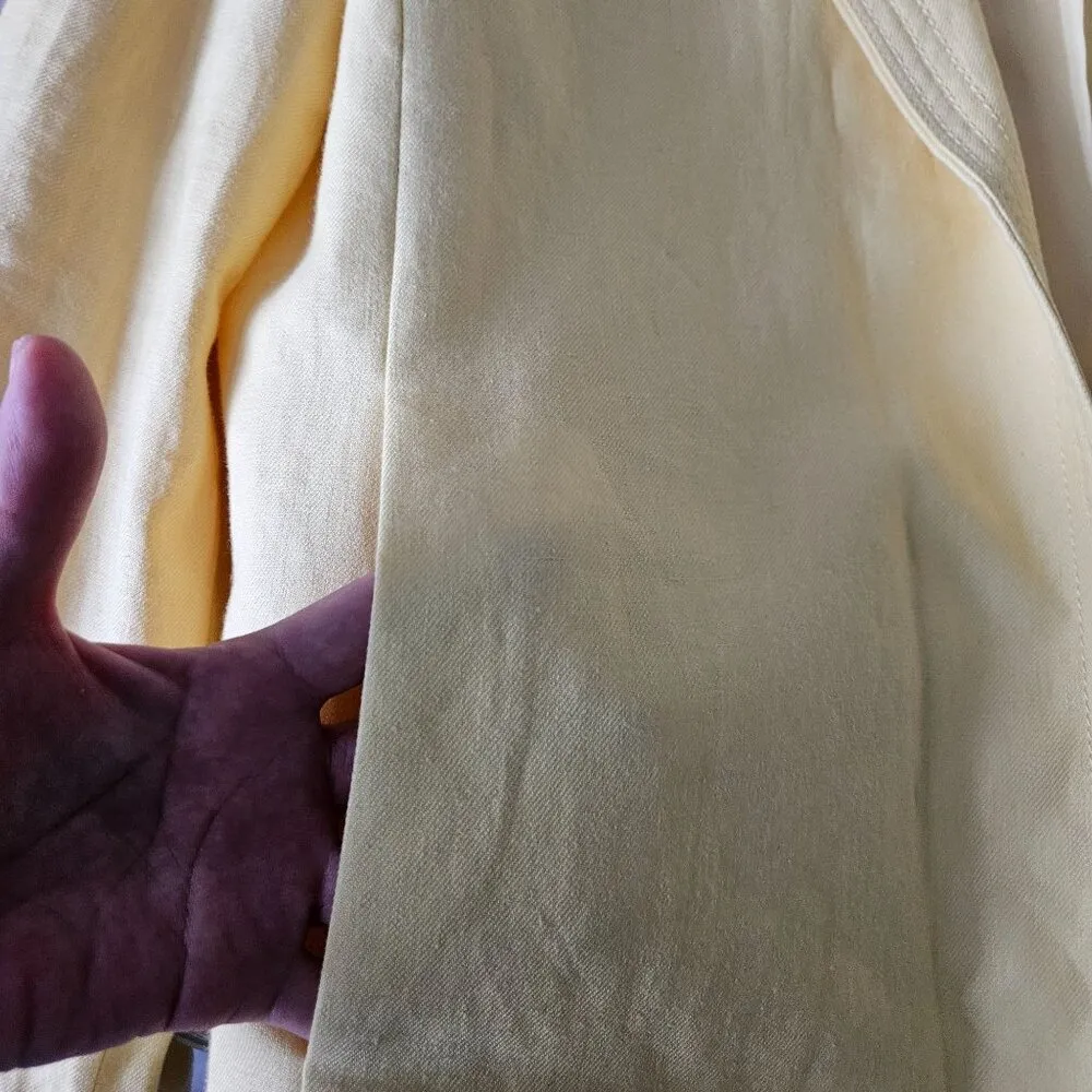 TALBOTS Linen Blazer Womens Size 16 Yellow Open Front Jacket Polyester Lining - Image 8