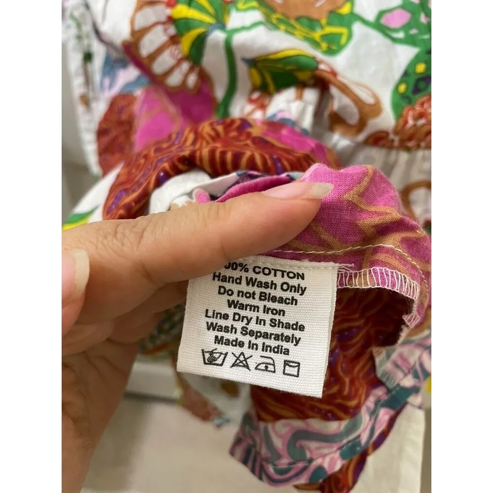 By Charlee Midi ALEXIS TIERED HYDRANGEA FLORAL Dress S 3/4 SLEEVE Blue - Image 6