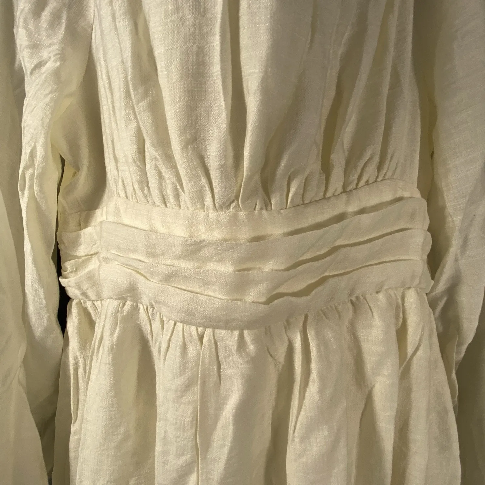 Windsor Flirty Babydoll Dress SmalI Ivory Square Neck Sexy Tiered Ruffle Hem NWT - Image 4