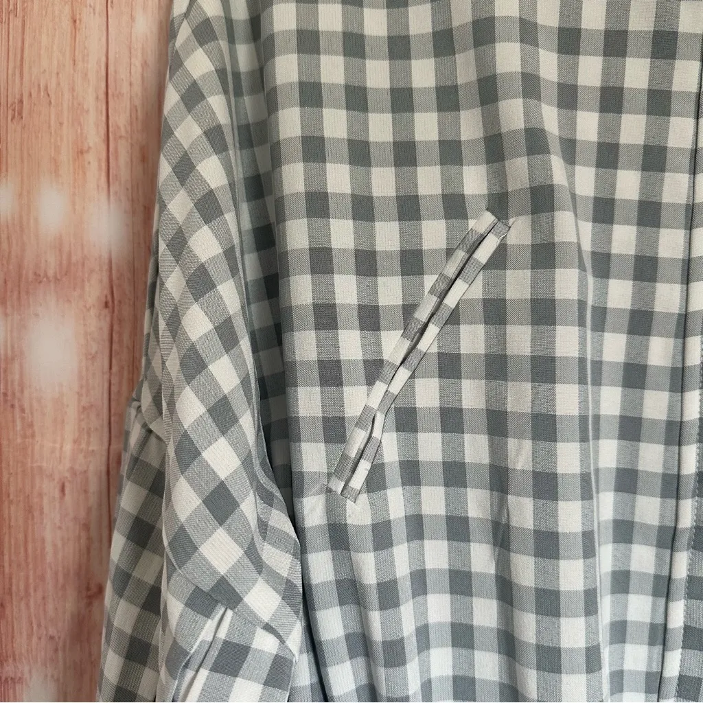 English Factory Gray Checkered Pleated Sleeve Jacket - Image 9