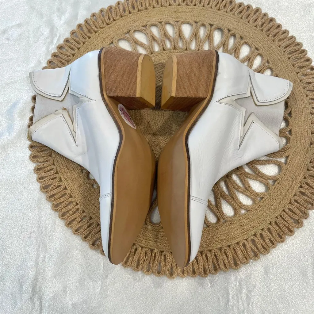 Almeida by Los Ame White Star Short Western Heeled Boots Size 8 - Image 5