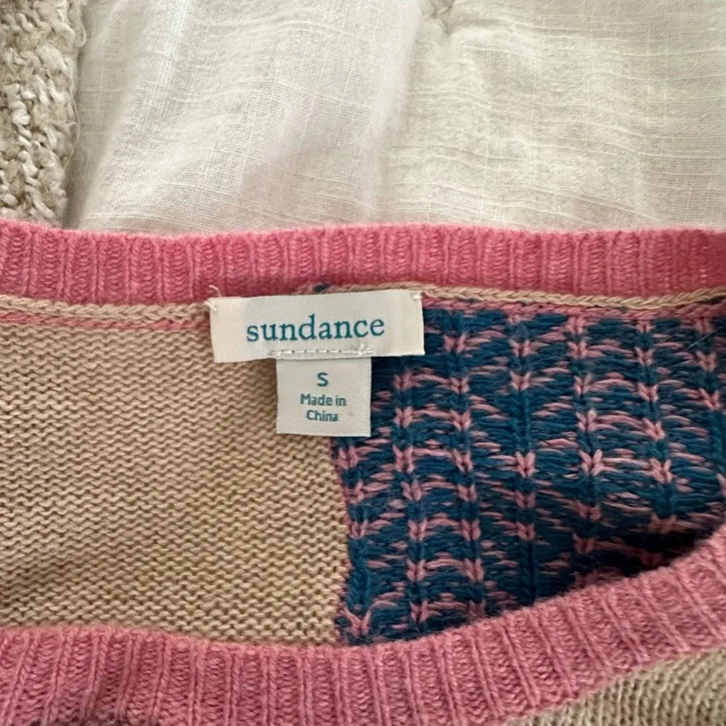 Sundance Women’s Small Fields of Fair Patchwork Sweater Alpaca Wool Blend - Image 4