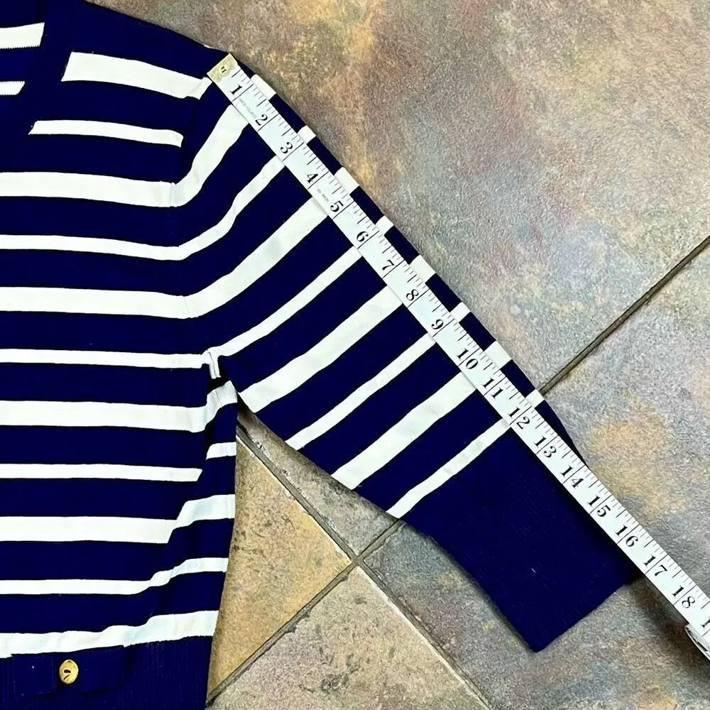 Cable & Gauge Petite Striped Nautical Full Zip Cardigan Jacket PXL - Image 5