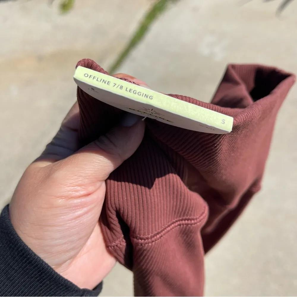 Offline By Aerie Real Me High Waisted Ribbed Leggings Size S Brown Neutral - Image 2