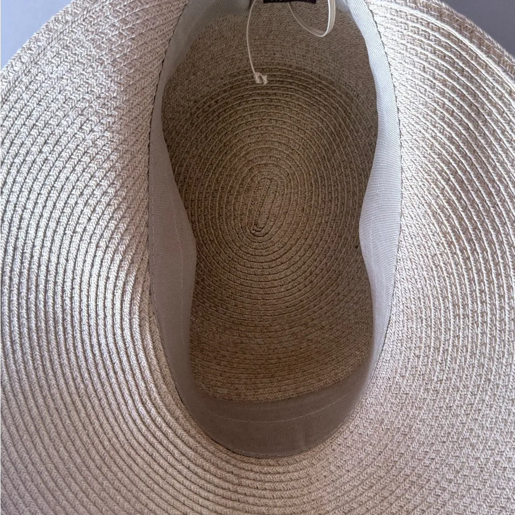 Elegant Tan Straw Hat with Beaded Trim - Image 4