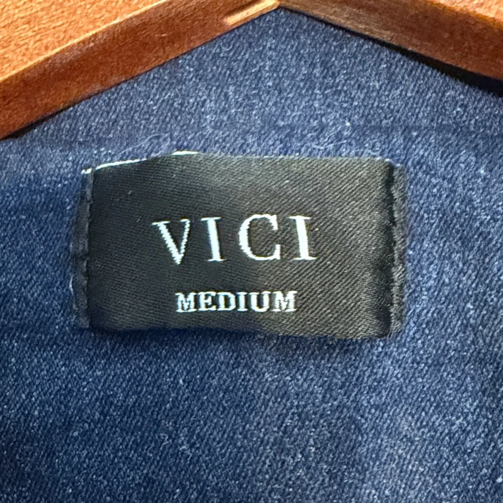 VICI Size Medium Dark Denim Belted Trench Coat Mini Dress - Image 2