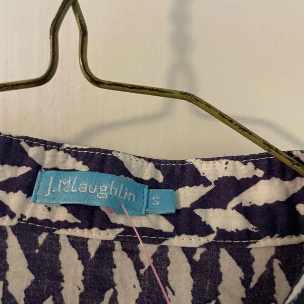 J McLaughlin Blue White Cotton Small Shirt Summer Boating Beach Blouse - Image 2