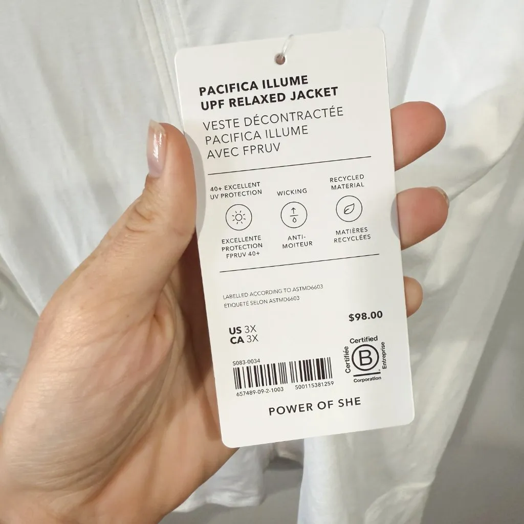 Athleta Pacifica Illume UPF Relaxed Jacket 3X Bright White NEW - Image 4