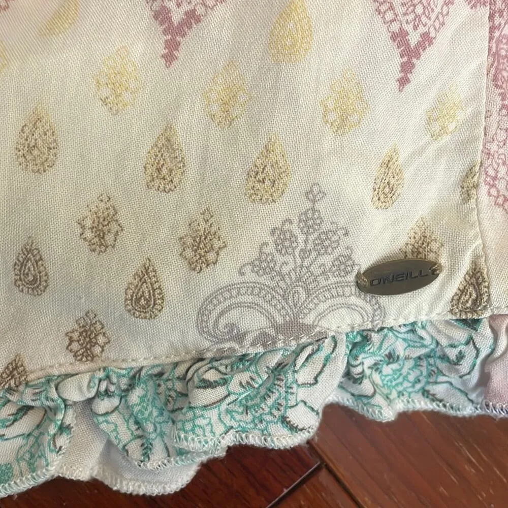 O’Neill Pastel Paisley Boho Dress Surfer Beachy Hippie Girly Ruffle Summer Vaca - Image 5