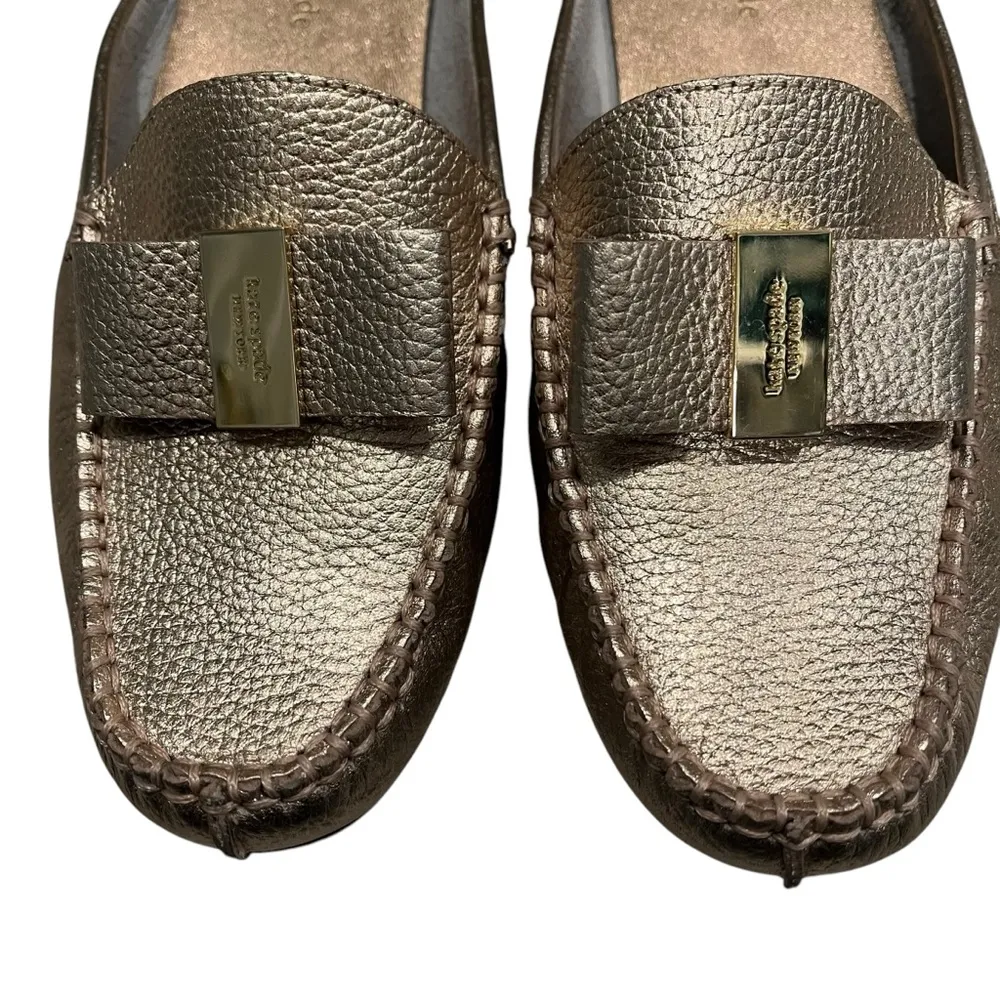 Kate Spade Leather Mules Gold Metallic Slip On Flats, Sz 7 - Image 3