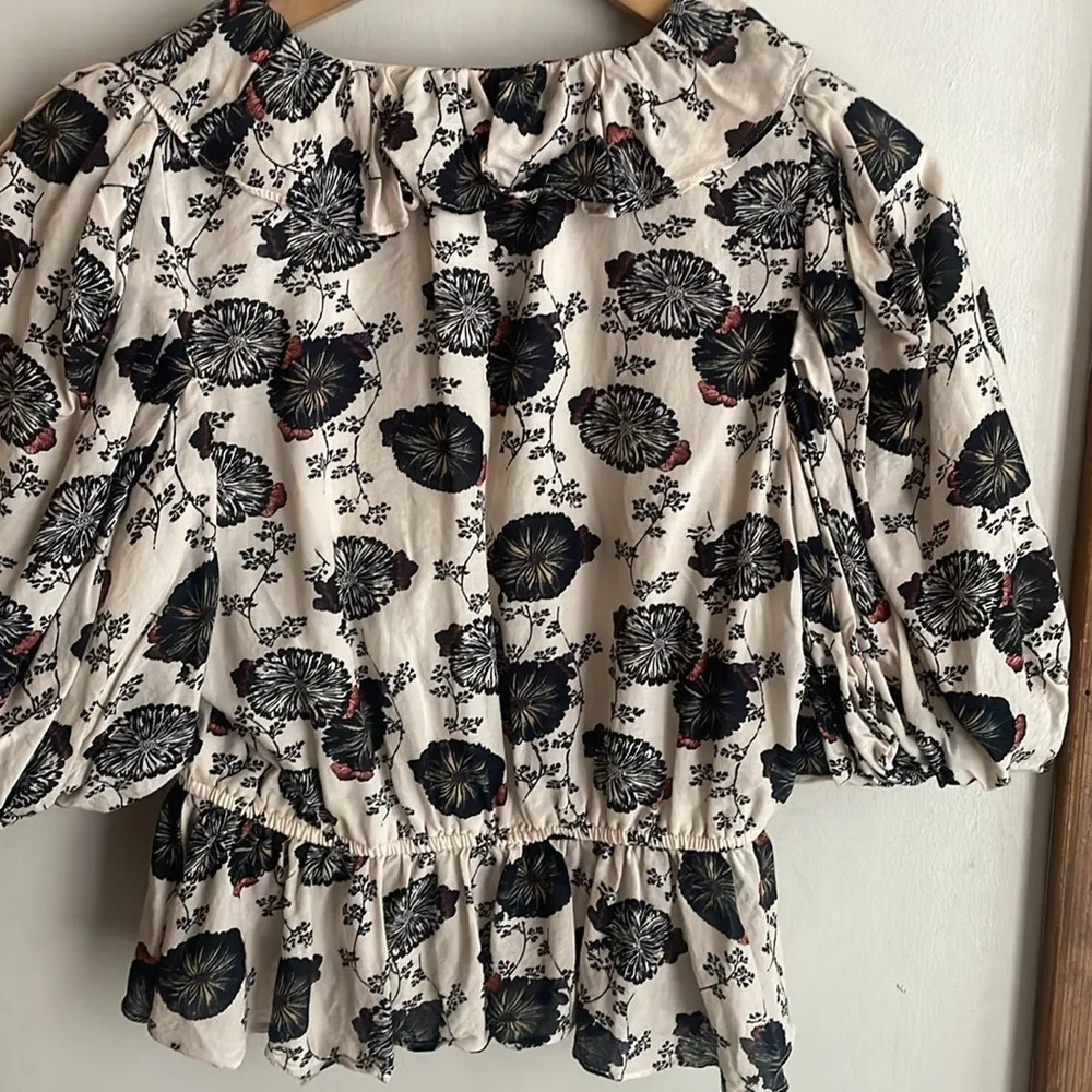 Ulla Johnson Nadya Gardenia-print Peplum Blouse - Image 9