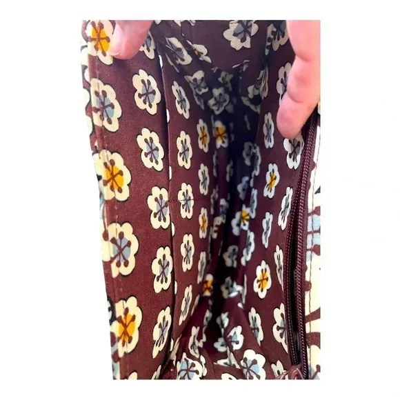 VERA BRADLEY SLATE BLOOMS QUILTED SHOULDER‎ BAG BROWN BLUE FLORAL PURSE - Image 8