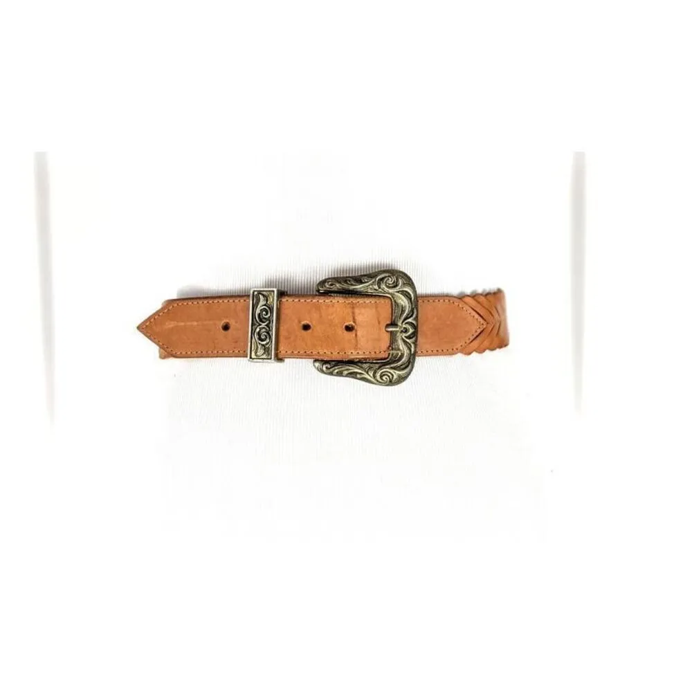 ✨Vintage Milor brown wide leather laser cut western buckle Sz M/L belt✨ - Image 2