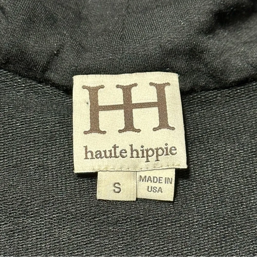 Haute Hippie Womens Size S Black Zipper Snap Asymmetrical Soft Rayon Knit Jacket - Image 7