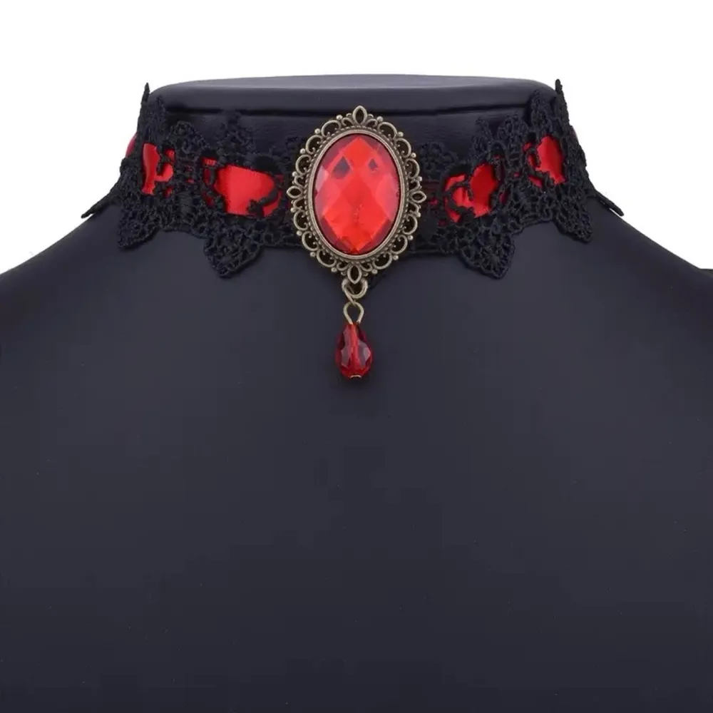 Black/Red Lace Necklace Collar Choker‎ Retro Style Cosplay Fashion Jewelry Black - Image 14