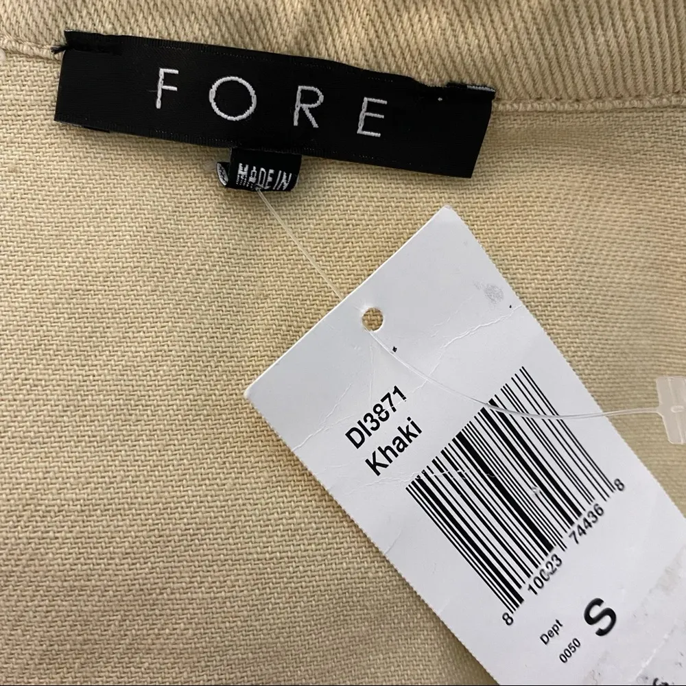 FORE Bloomingdales Short Sleeve Button-Down Cargo Mini Shirtdress in Khaki Small - Image 8