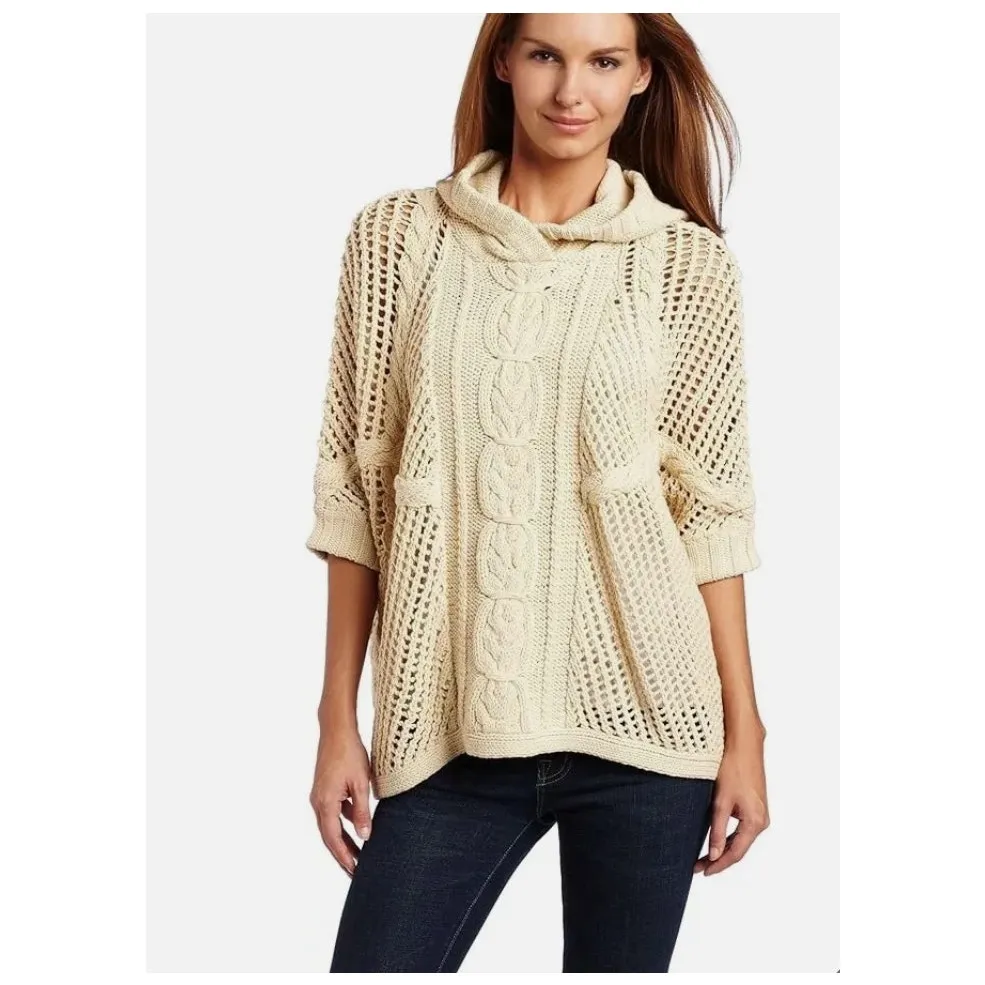 525 America Oversized Knit Hoodie Poncho Sweater S/M - Image 11